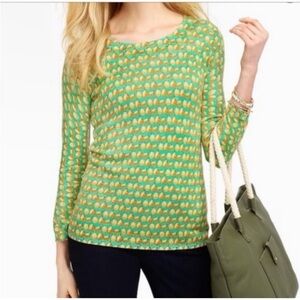 Talbots Green Pear Novelty Print Button Back Detail Sweater Size 2X